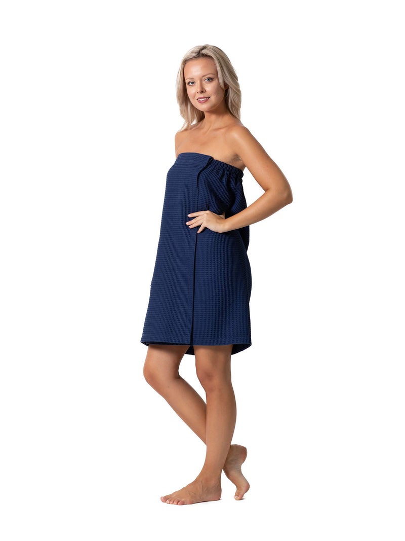 Robe Direct Quick Dry, Lightweight Waffle Spa/Bath Wrap with Adjustable Closure & Elastic Top (Navy, Large-X-Large) - Image 4